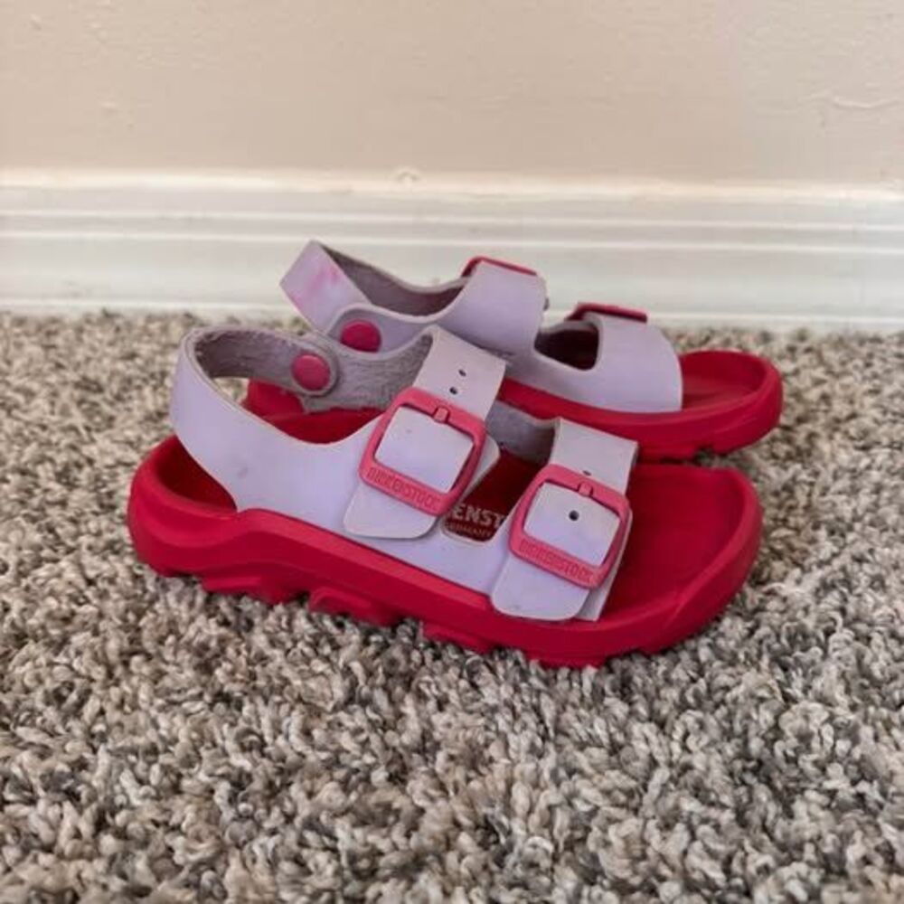Birkenstock Kids Pink and Red Two-Buckle Sandals